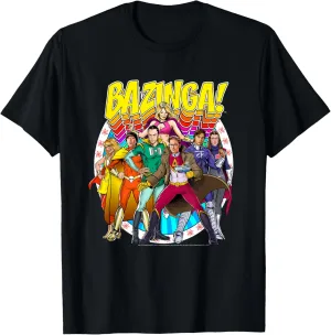 Big Bang Theory Bazinga Comic Superhero Group Portrait TV T-Shirt