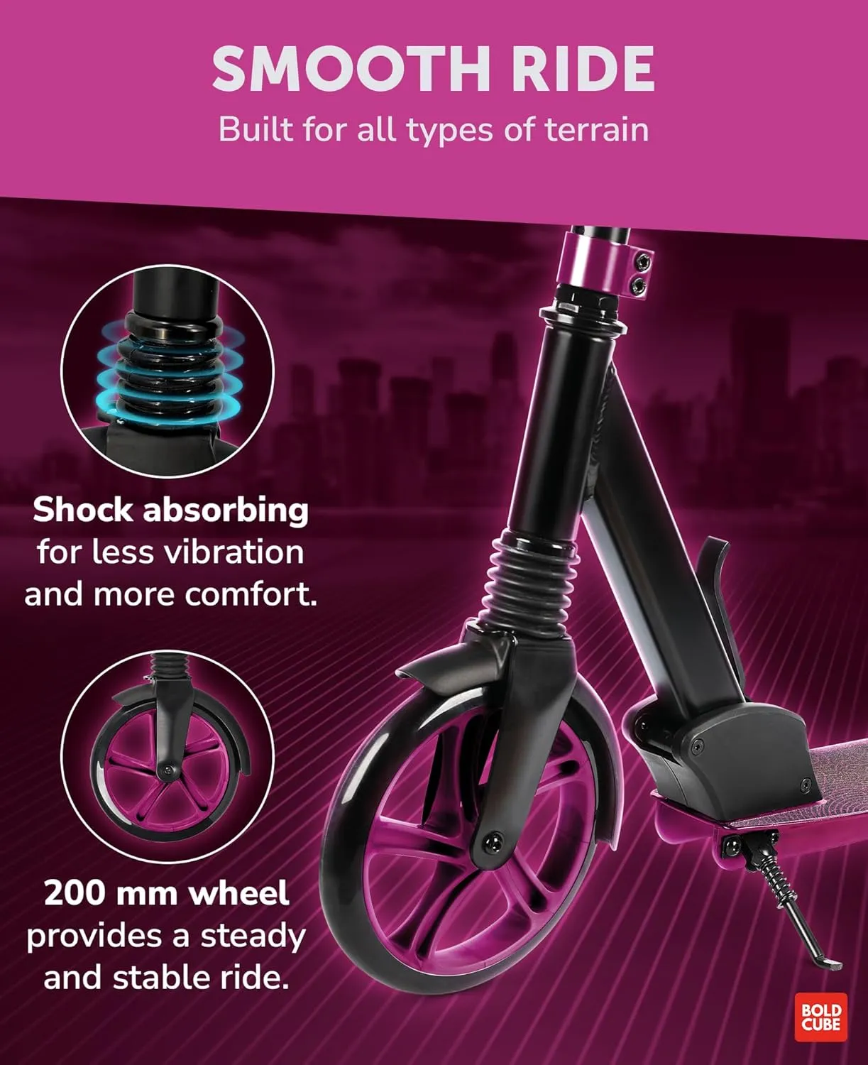 Big Wheeler | Scooter for Kids & Teens Ages 7  Years | Play & Commute | Front Suspension | Height Adjustable 86 to 111 cm