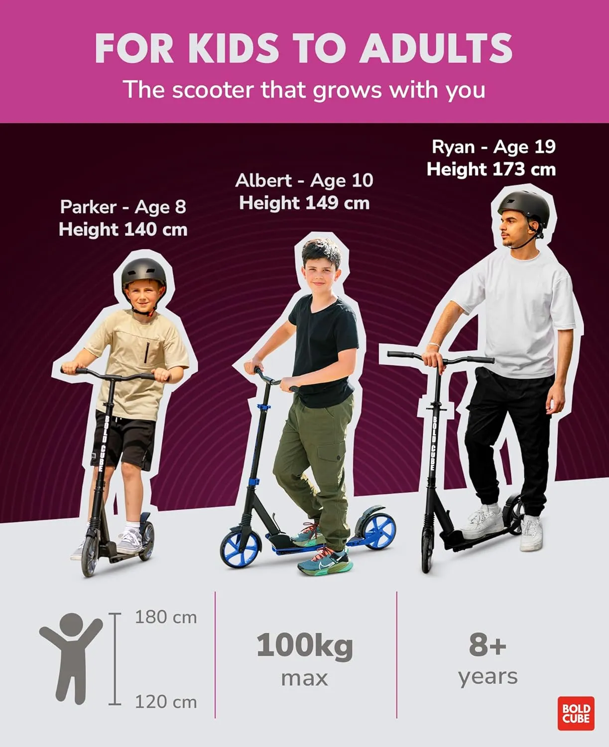 Big Wheeler | Scooter for Kids & Teens Ages 7  Years | Play & Commute | Front Suspension | Height Adjustable 86 to 111 cm