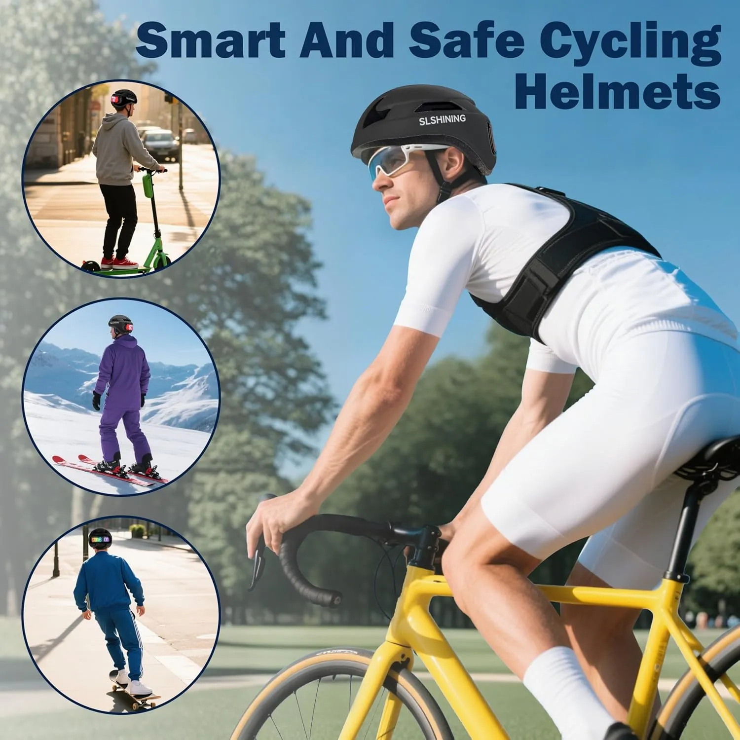 Bike Helmet - Bicycle Helmets with LED Light - Adult Youth Urban Bike Commuter, e-Bike, Scooter Helmet (58-62 cm)