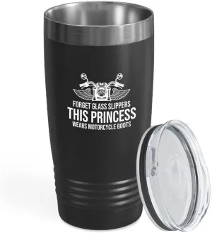 Biker Black Edition Viking Tumbler 20oz - Forget glass slippers - Biker Caffeine Addict Outdoor Off Road Motorcycle Racer Sport Adventure