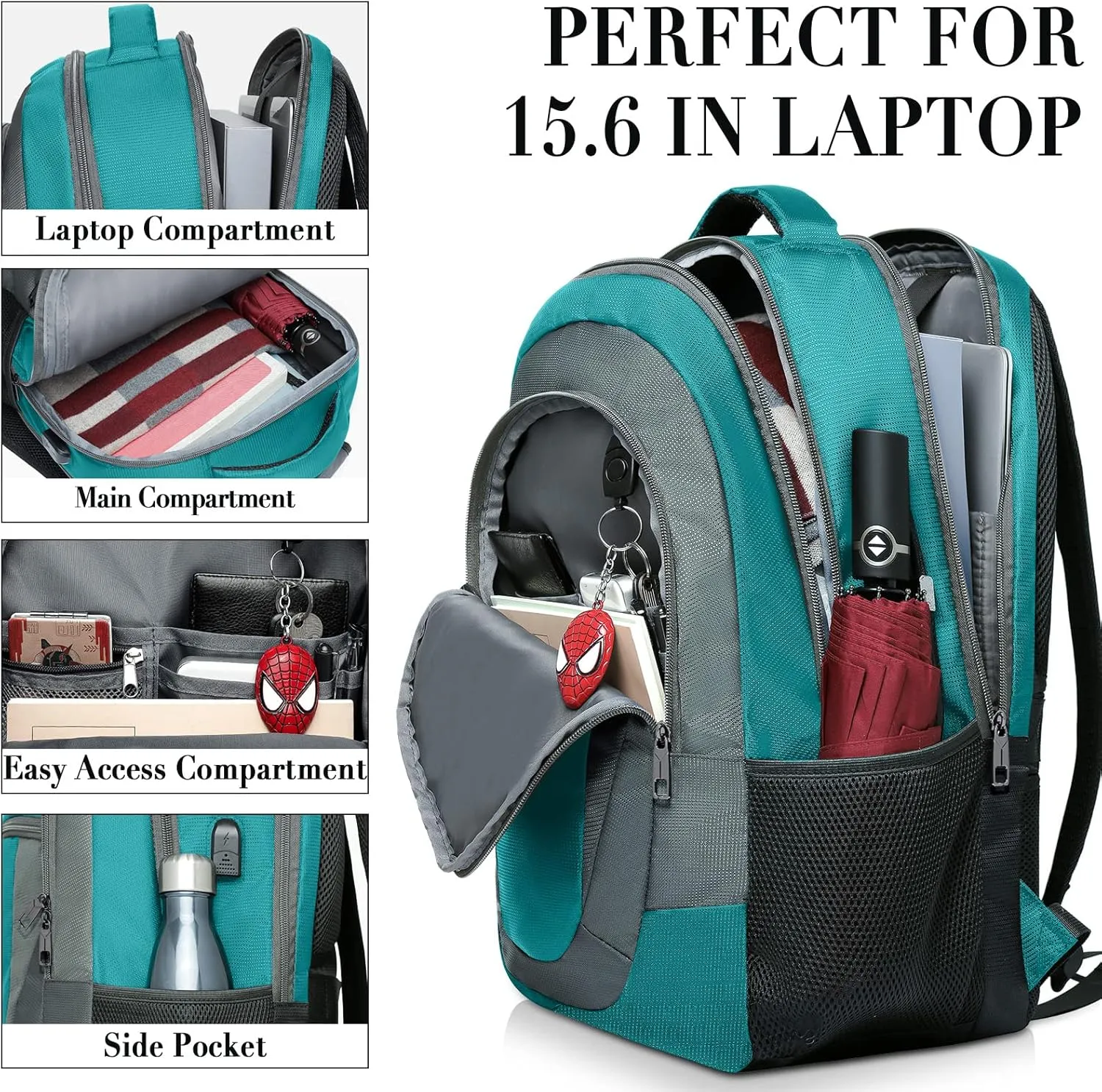 BIKROD Travel Laptop Backpack for Men and Women, Backpacks for School Teen Boys, Business Anti Theft Slim Durable Back Pack with USB Charging Port, Adult Computer Bag Gift 15.6 IN Laptop