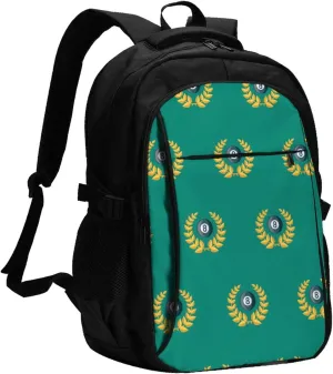 Billiards Sports Award Backpack, 18 Inch Travel Business Laptop Backpack With Usb Port For Women Men