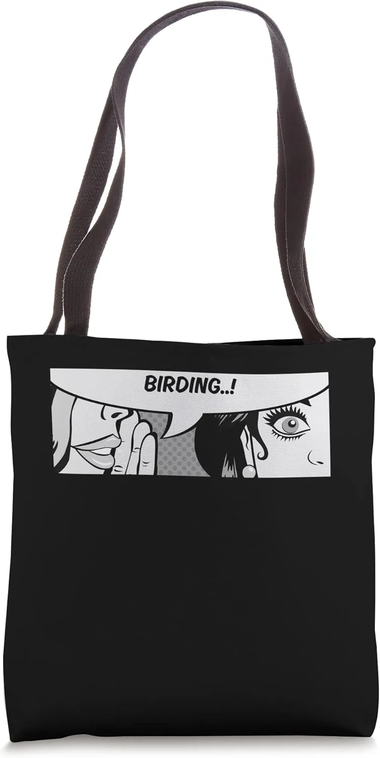 Birding - Women Whispering - Bird Watching - Comic Tote Bag