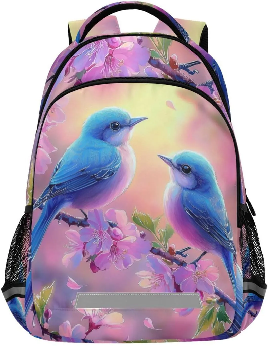 Blue Bird Cherry Blossom Tree Backpack for Boys Girls Elementary School Bag Kids Travel Bags Casual Rucksack Laptop Bookbag