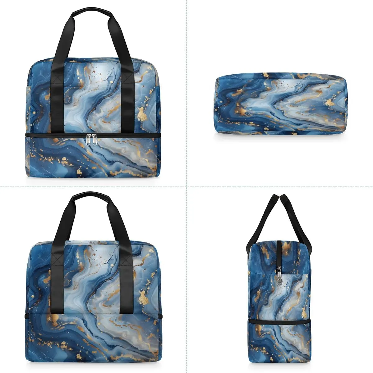 Blue Marble Print Travel Duffel Bag Dry Wet Separated Sports Tote Travel Duffle Bag Gym Workout Bag Women Travel Duffel Bag for Women, Travel, Gym, Work