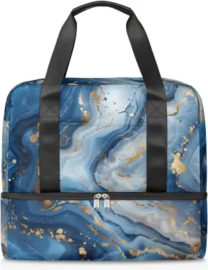 Blue Marble Print Travel Duffel Bag Dry Wet Separated Sports Tote Travel Duffle Bag Gym Workout Bag Women Travel Duffel Bag for Women, Travel, Gym, Work