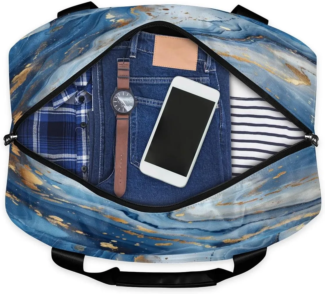 Blue Marble Print Travel Duffel Bag Dry Wet Separated Sports Tote Travel Duffle Bag Gym Workout Bag Women Travel Duffel Bag for Women, Travel, Gym, Work