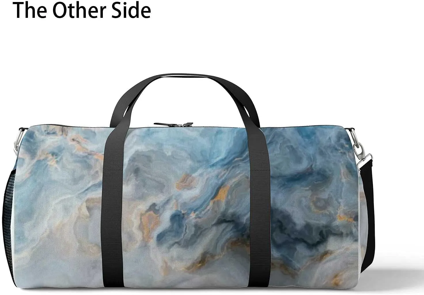 Blue Marble Sports Duffel Bag Travel Gym Tote Bags Lightweight Durable Shoulder Strap Waterproof Polyester Outside Mesh Pocket Overnight Trip Duffel Bag for Women Men