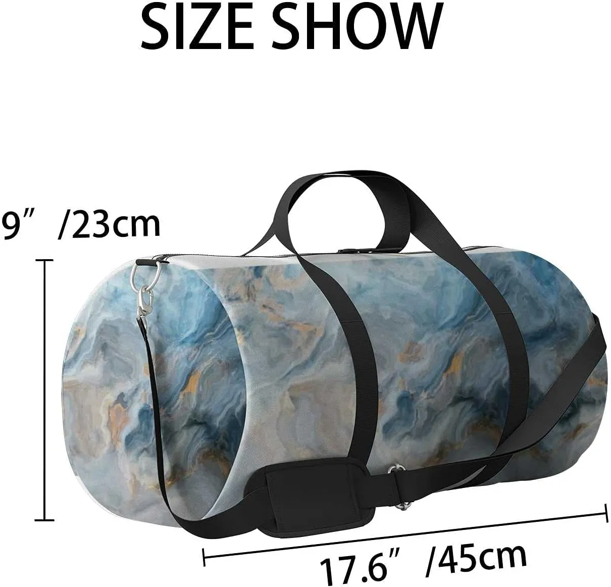 Blue Marble Sports Duffel Bag Travel Gym Tote Bags Lightweight Durable Shoulder Strap Waterproof Polyester Outside Mesh Pocket Overnight Trip Duffel Bag for Women Men