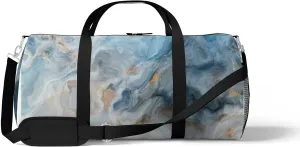 Blue Marble Sports Duffel Bag Travel Gym Tote Bags Lightweight Durable Shoulder Strap Waterproof Polyester Outside Mesh Pocket Overnight Trip Duffel Bag for Women Men