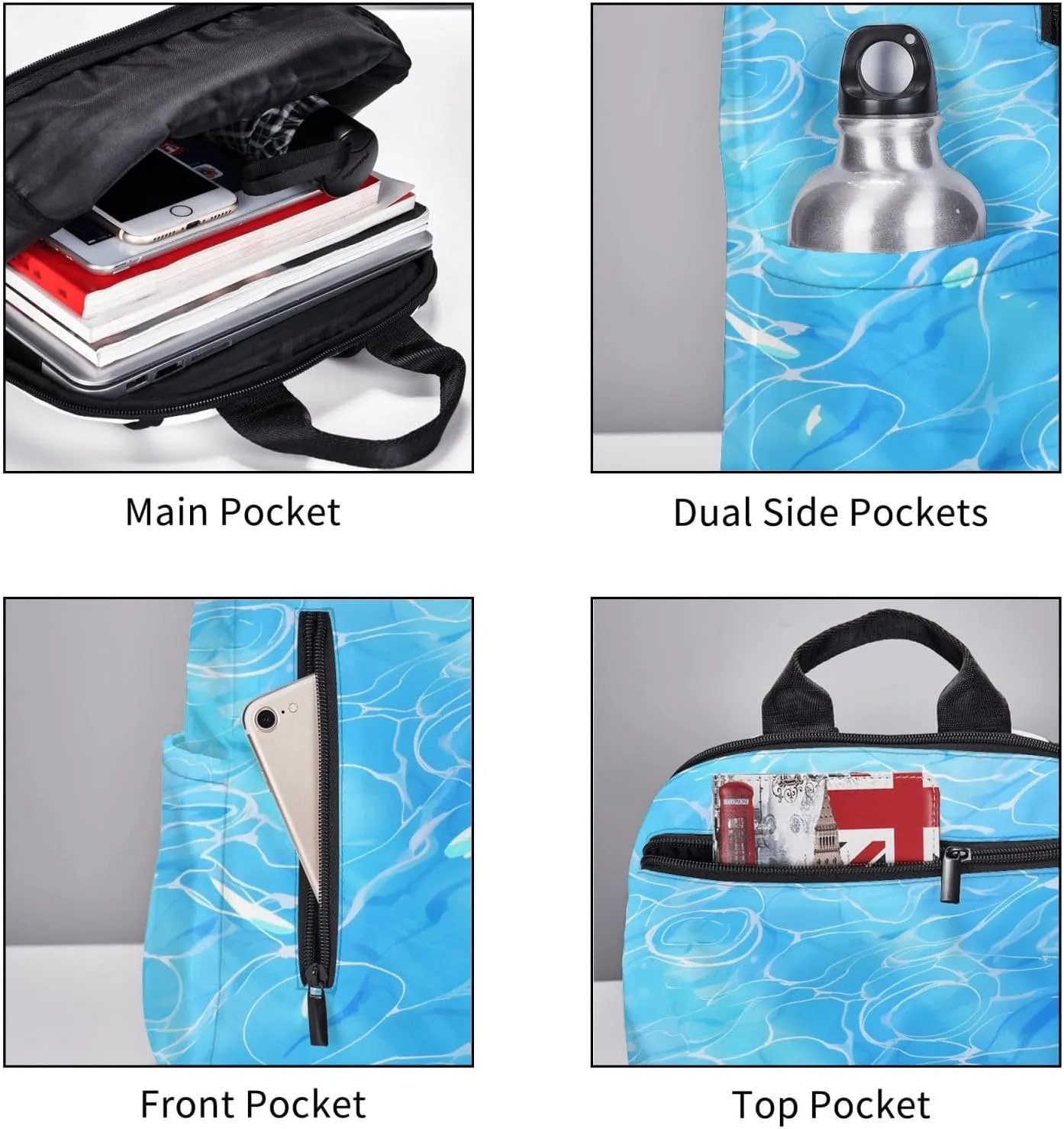 Blue Sea Water Travel Backpack for Women Men Lightweight Laptop Backpack Casual Daypack Backpack Purse for Hiking Gym Camping Business