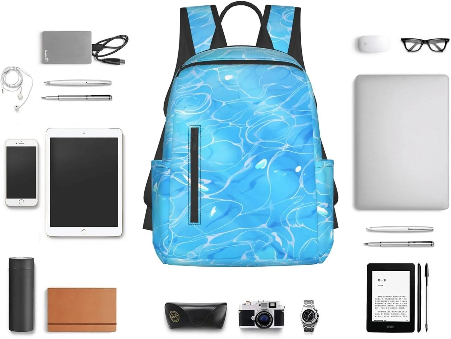 Blue Sea Water Travel Backpack for Women Men Lightweight Laptop Backpack Casual Daypack Backpack Purse for Hiking Gym Camping Business