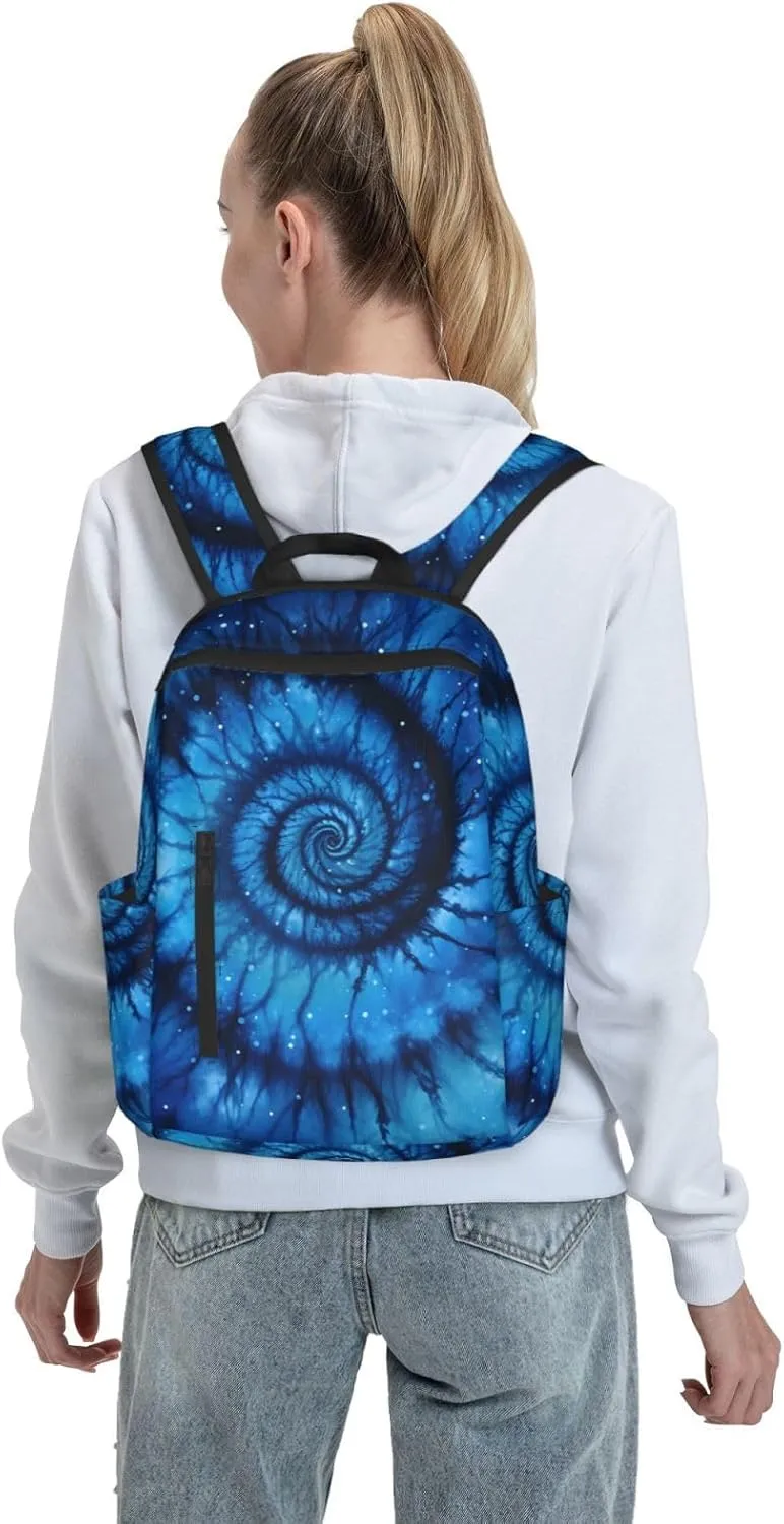 Blue Tie Dye Travel Backpack for Women Men Lightweight Laptop Backpack Casual Daypack Backpack Purse for Hiking Gym Camping Business