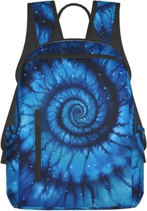 Blue Tie Dye Travel Backpack for Women Men Lightweight Laptop Backpack Casual Daypack Backpack Purse for Hiking Gym Camping Business