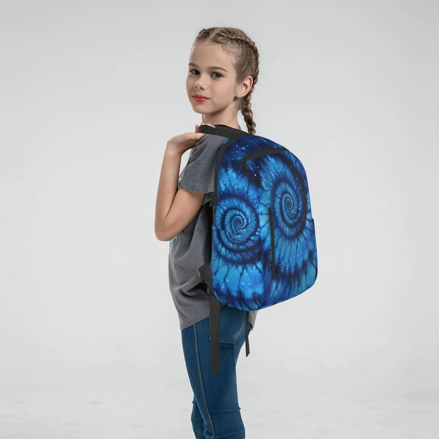 Blue Tie Dye Travel Backpack for Women Men Lightweight Laptop Backpack Casual Daypack Backpack Purse for Hiking Gym Camping Business