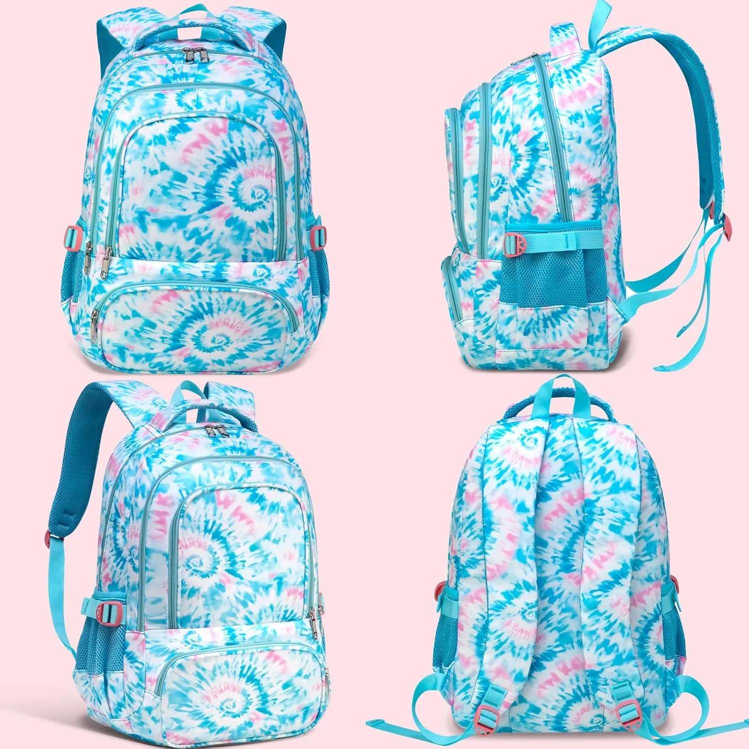 BLUEFAIRY Kids Backpack for Girls Elementary Primary Middle School Bags for Aged 8-10 for Teens Childs Bookbags Back to School Book Bags Gifts Mochilas para Niñas de 6 7 8 9 10 Años Tie-dye Blue