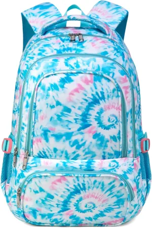 BLUEFAIRY Kids Backpack for Girls Elementary Primary Middle School Bags for Aged 8-10 for Teens Childs Bookbags Back to School Book Bags Gifts Mochilas para Niñas de 6 7 8 9 10 Años Tie-dye Blue