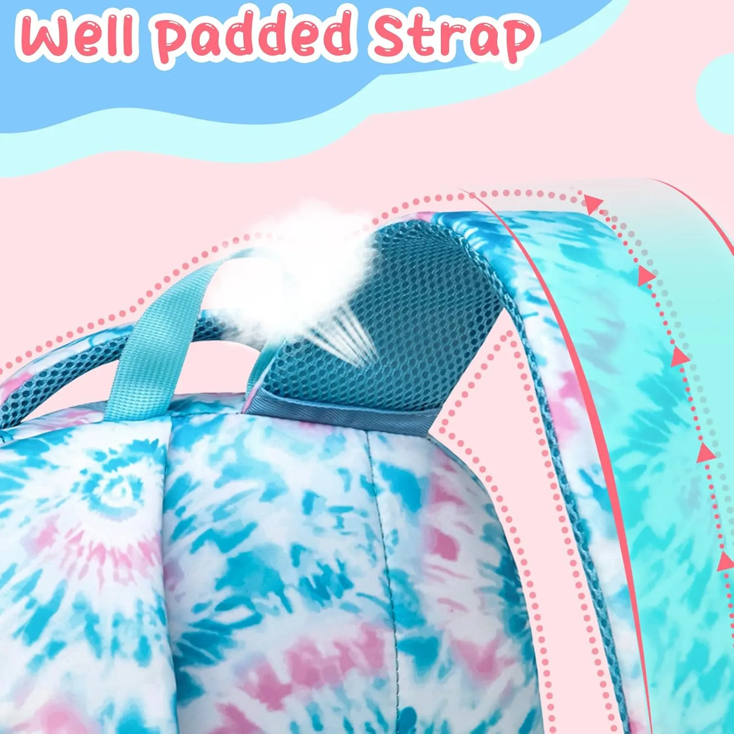 BLUEFAIRY Kids Backpack for Girls Elementary Primary Middle School Bags for Aged 8-10 for Teens Childs Bookbags Back to School Book Bags Gifts Mochilas para Niñas de 6 7 8 9 10 Años Tie-dye Blue