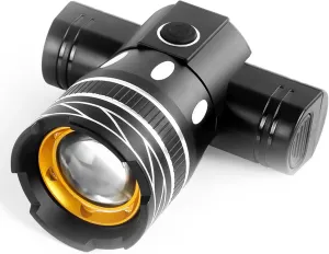 BNEI Bicycle Front and Rear Lights Set, zoomable Headlight, Three Modes, USB Charging, mounting Diameter 2.5~3cm