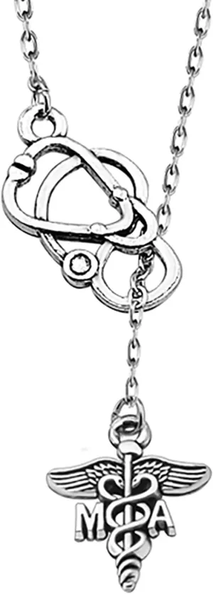 bobauna Medical Assistant Stethoscope Lariat Y Necklace MA Physician Jewelry Medical Appreciation/Graduation Gift