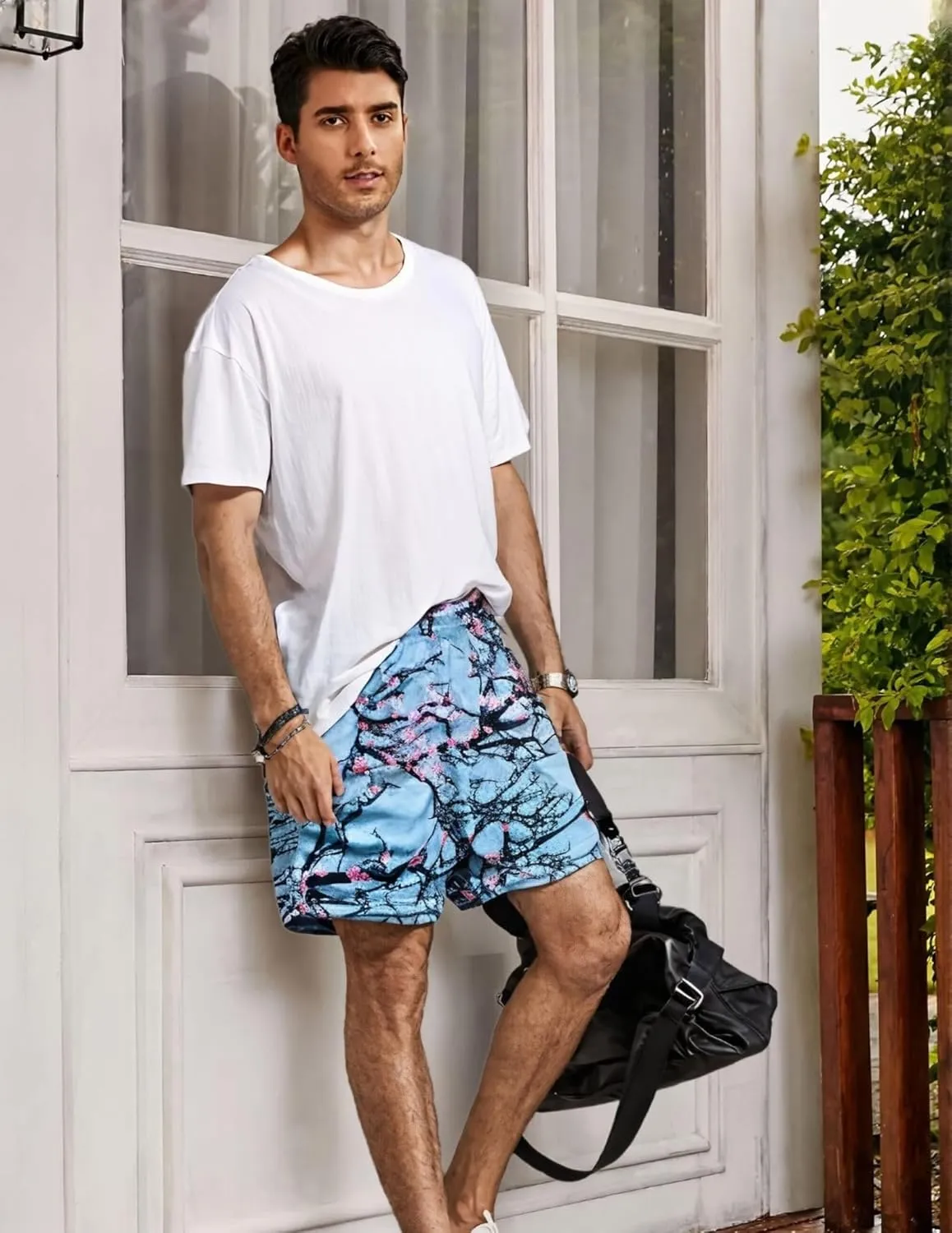 BOOMLEMON Mens Mesh Graphic Print Shorts Fashion Designer Workout Shorts Retro Casual Cool Streetwear Short Pants