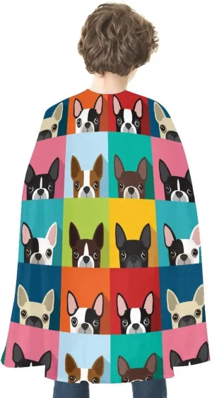 Boston Terrier Pattern Halloween Cape Unisex Super Hero Capes Funny Costumes Team Birthday Party Dress Up Vampire Capes