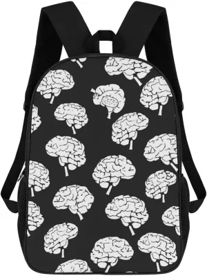 Brains Pattern 17 Inch Backpack Travel Laptop Shoulder Bag Funny Daypack Gifts for Men Women