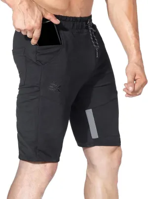 BROKIG Mens Thighs Mesh Gym Workout Shorts, Bodybuilding Slim Athletic Running Shorts for Men with Zipper Pockets