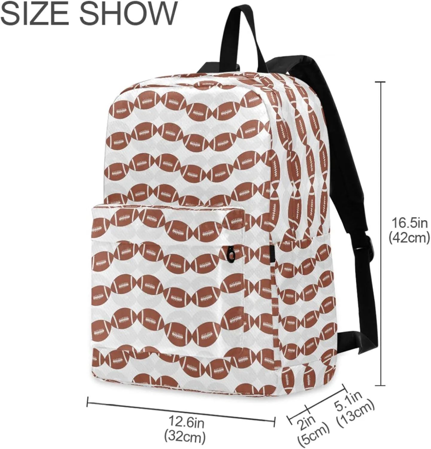 Brown and White Football Tile Pattern Travel Laptop Backpack Durable Computer Bag Ideal for Men Women School Bookbags Work