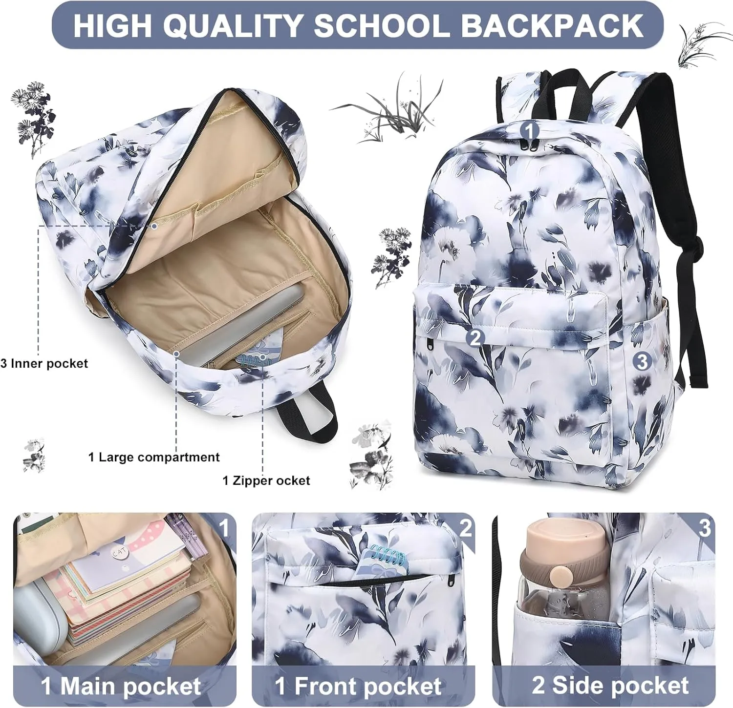 BTOOP Girls School Backpack Galaxy Schoolbag Laptop Bookbag Insulated Lunch Tote Bag Purse Teens Boys Kids