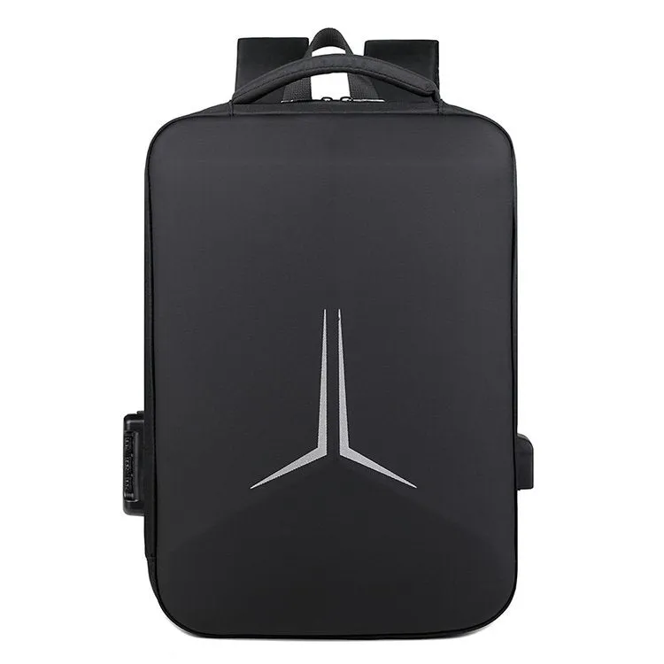 Business Men Laptop Backpack 15.6 Inch Big Capacity Travel Bag Waterproof Material School Backpack Bags with USB Charging Port - Black