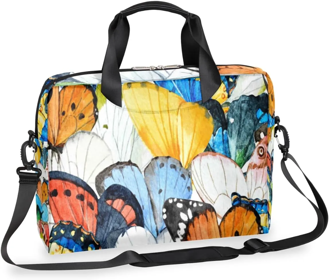 Butterfly Wings Laptop Bag 16 Inch with Shoulder Straps & Handle Water-Resistant Durable Messenger Bag for Men Women Business Office Travel Gifts