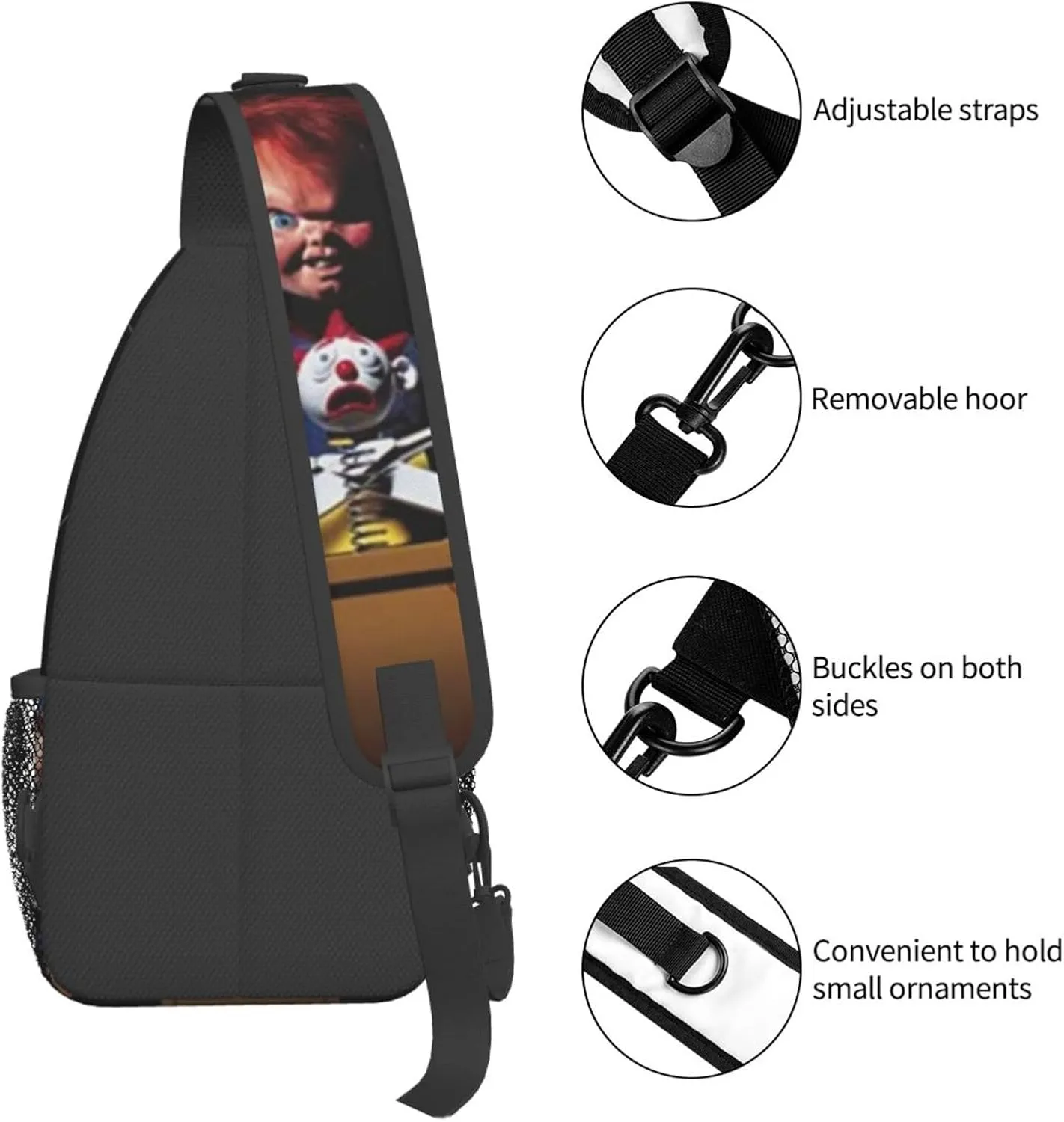 C-hucky Messenger Bag Backpack Crossbody Bag Shoulder Bag Travel Hiking Backpack Unisex Black