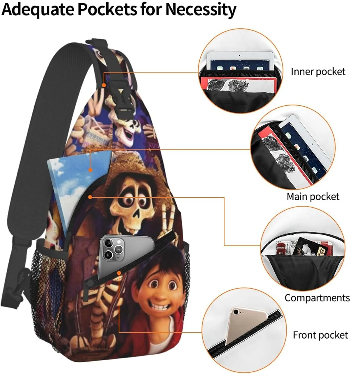 C-oco Messenger Bag Backpack Crossbody Bag Shoulder Bag Travel Hiking Backpack Unisex Black