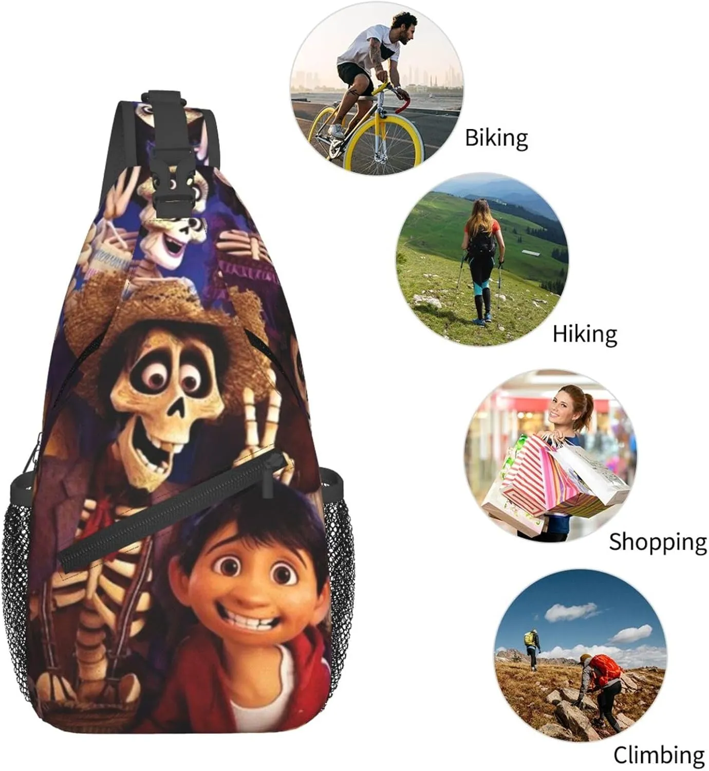 C-oco Messenger Bag Backpack Crossbody Bag Shoulder Bag Travel Hiking Backpack Unisex Black