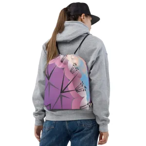 Cacti Purple Drawstring bag