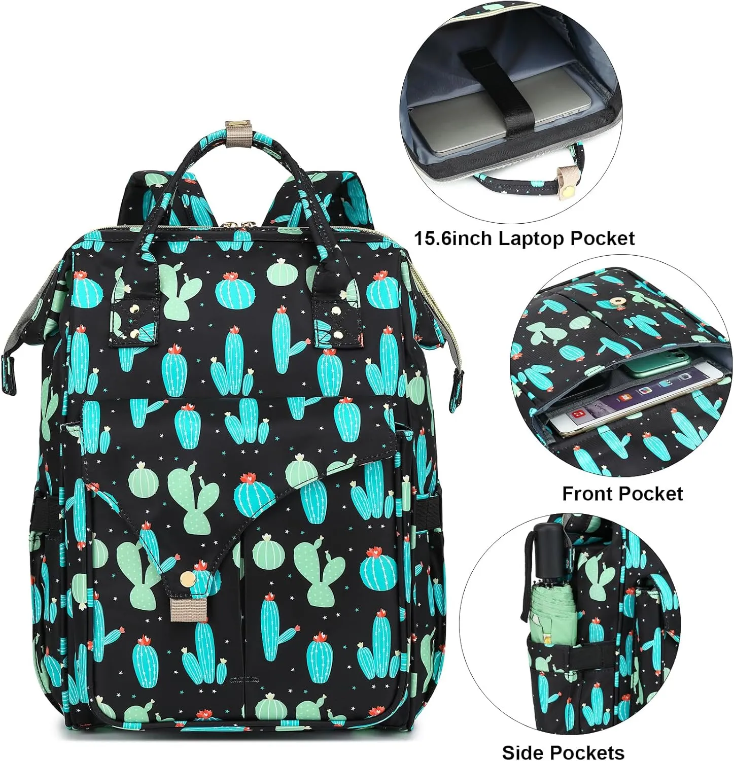 Cactus Laptop Backpack College School Backpack Bookbags Nurse Backpacks Travel Bags Casual Daypacks for Women Girls Fits 15.6 Inch Notebook