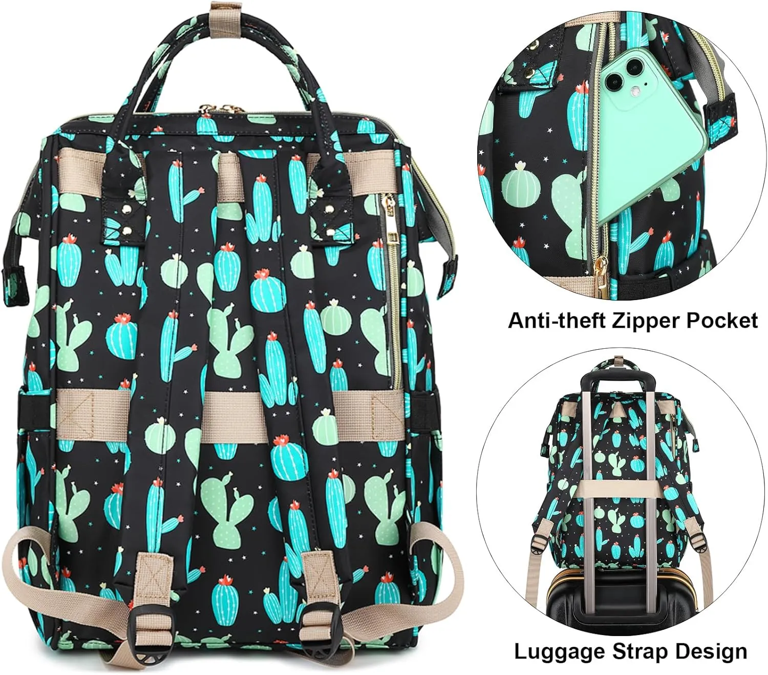 Cactus Laptop Backpack College School Backpack Bookbags Nurse Backpacks Travel Bags Casual Daypacks for Women Girls Fits 15.6 Inch Notebook