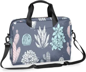Cactus Succulent Plant Laptop Bag 16 Inch with Shoulder Straps & Handle Water-Resistant Durable Messenger Bag for Men Women Business Office Travel Gifts