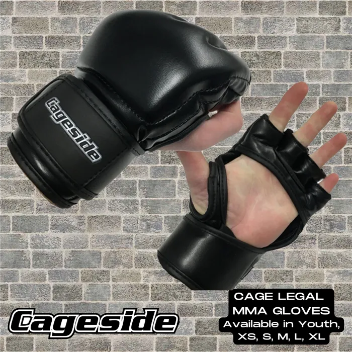 Cageside "Cage Legal" Black  MMA Gloves