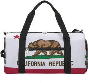 California Republic Flag Gym Bag-Workout Organizer with Water Resistant Compartments for Gym Lovers, style-20-7