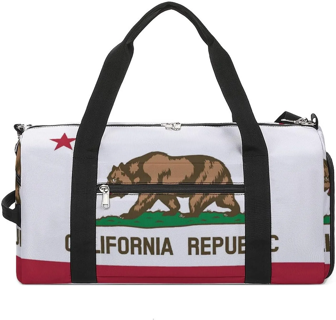 California Republic Flag Gym Bag-Workout Organizer with Water Resistant Compartments for Gym Lovers, style-20-7