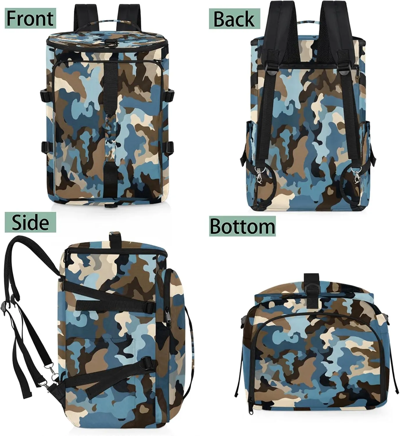 Camo Print Gym Bags for Men Women Sports Backpack with Shoe Compartment 3-in-1 Tactical Duffle Bag for Overnight Weekender Travel