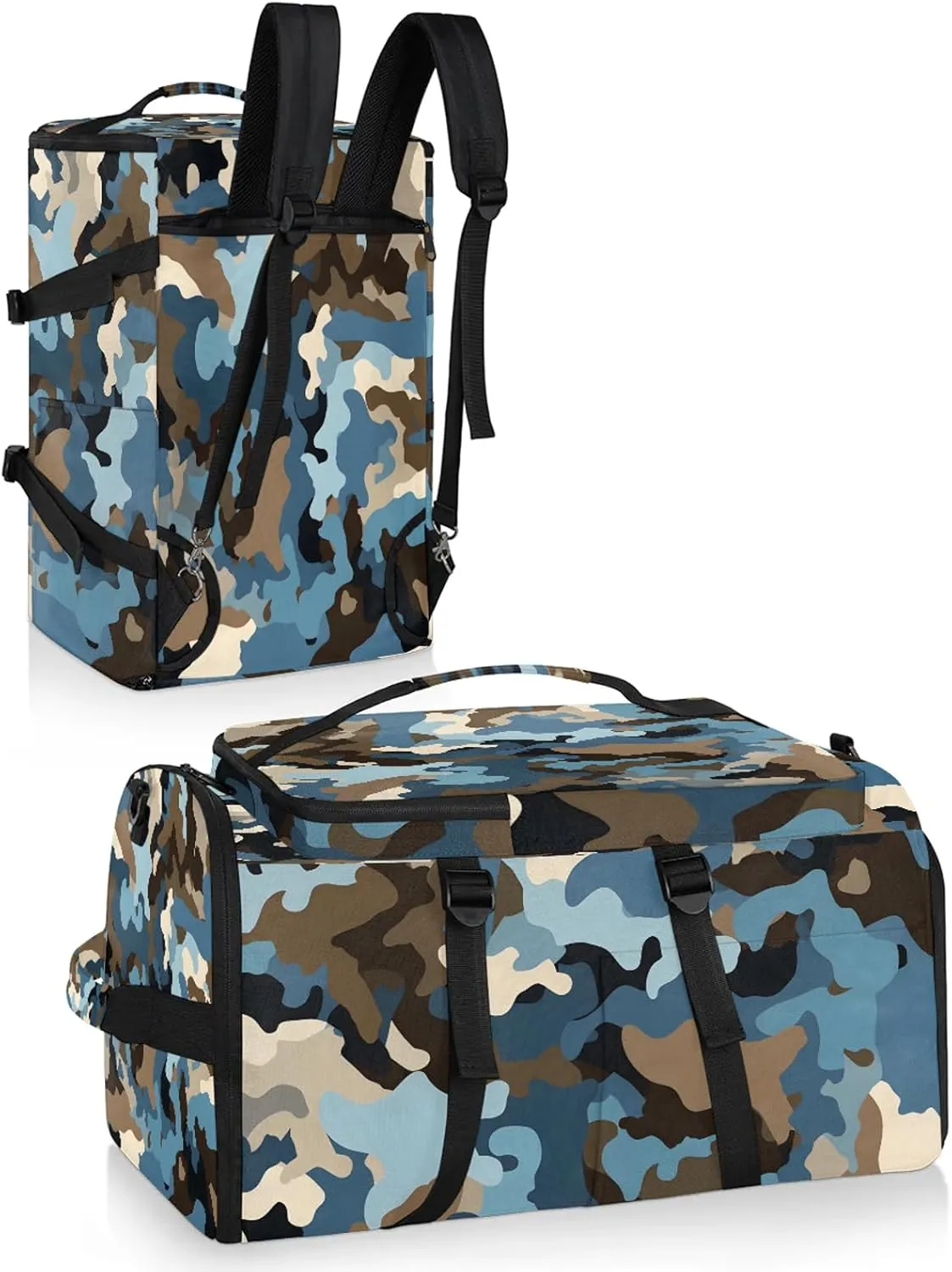 Camo Print Gym Bags for Men Women Sports Backpack with Shoe Compartment 3-in-1 Tactical Duffle Bag for Overnight Weekender Travel