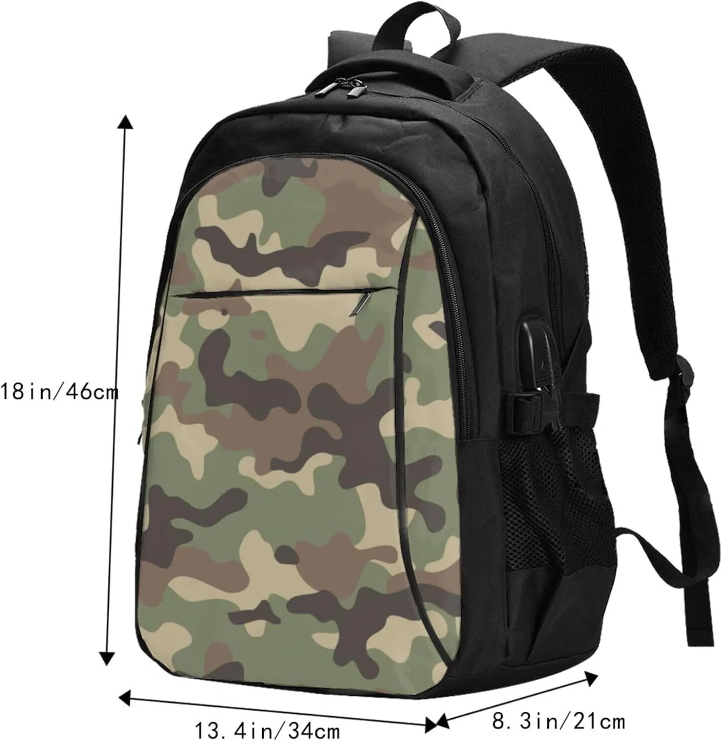 Camouflage background Backpack, 18 Inch Travel Business Laptop Backpack With Usb Port For Women Men