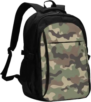 Camouflage background Backpack, 18 Inch Travel Business Laptop Backpack With Usb Port For Women Men