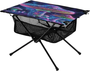 Camping Table Lightweight Portable Folding Table with Mesh Storage Net Mushroom Fluorescence Ideal for Camping Hiking Beach Picnic Travel Backyard