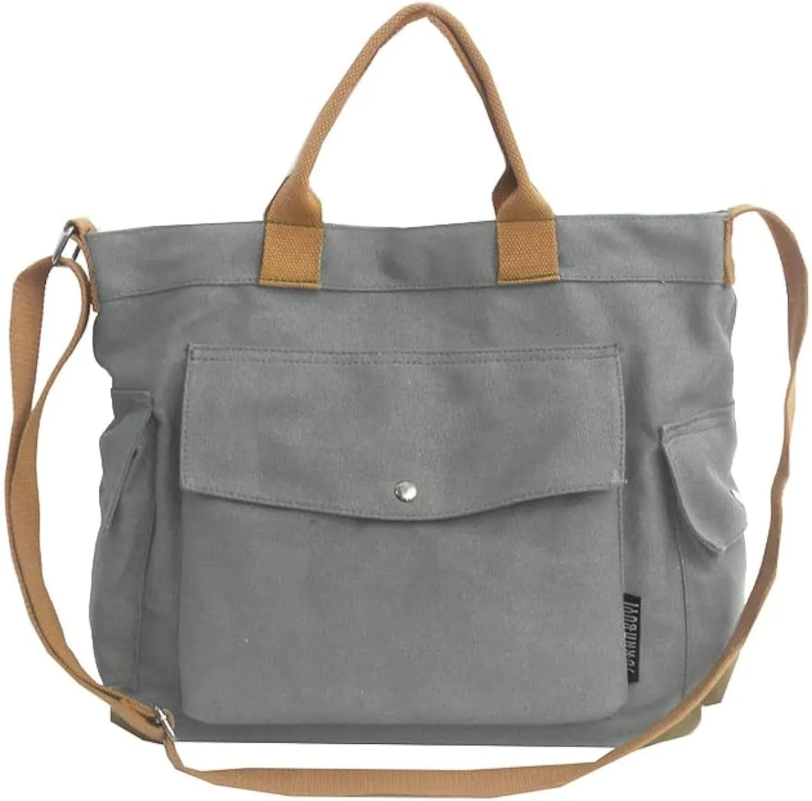Canvas Crossbody Tote Shoulder Purse Bag for Women and Men with Multi-pocket for Shopping, Travel and Work