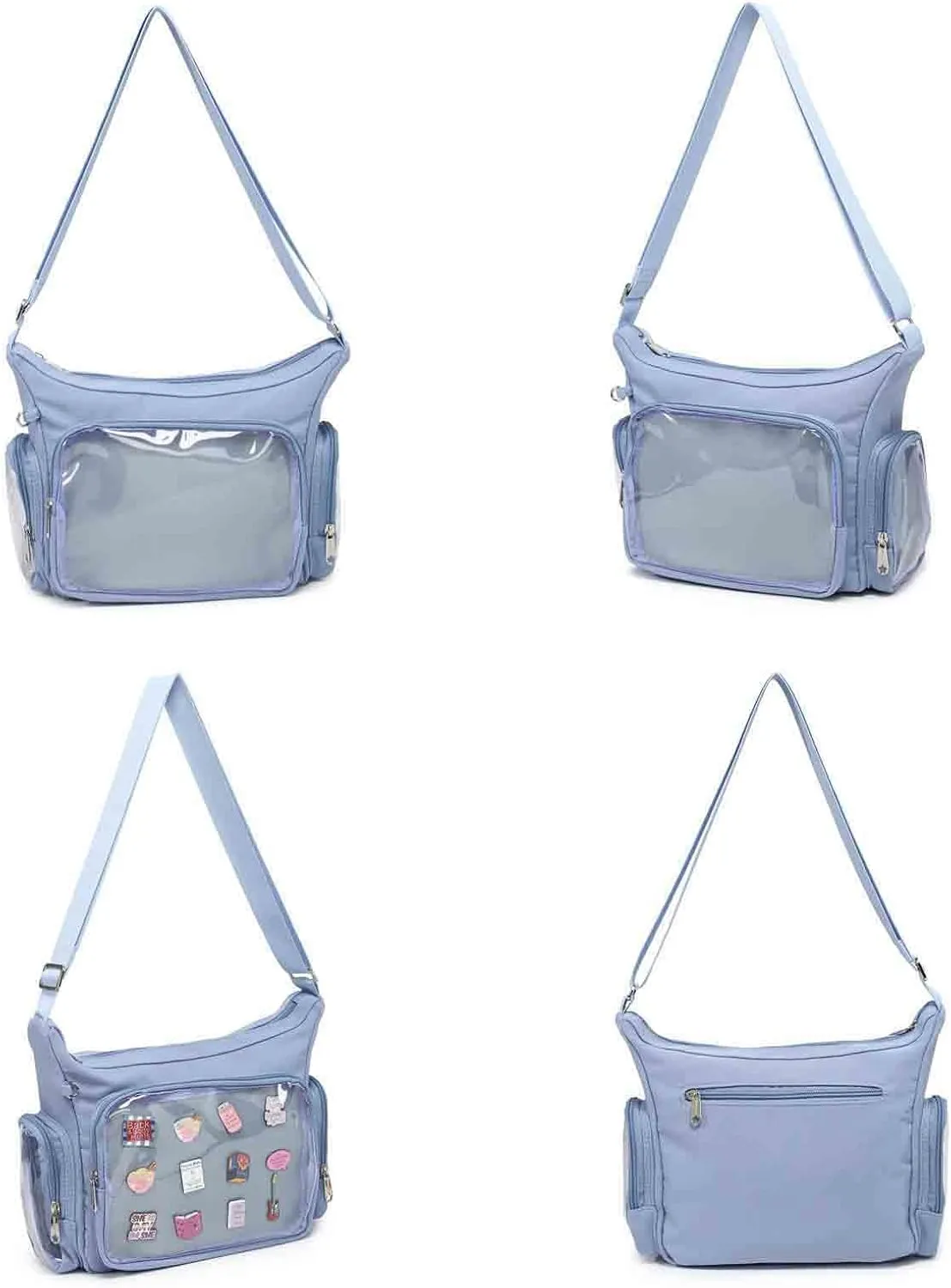 Canvas Ita Bag Crossbody Shoulder Bag Kawaii Purses and Handbags with Anime Pins Display